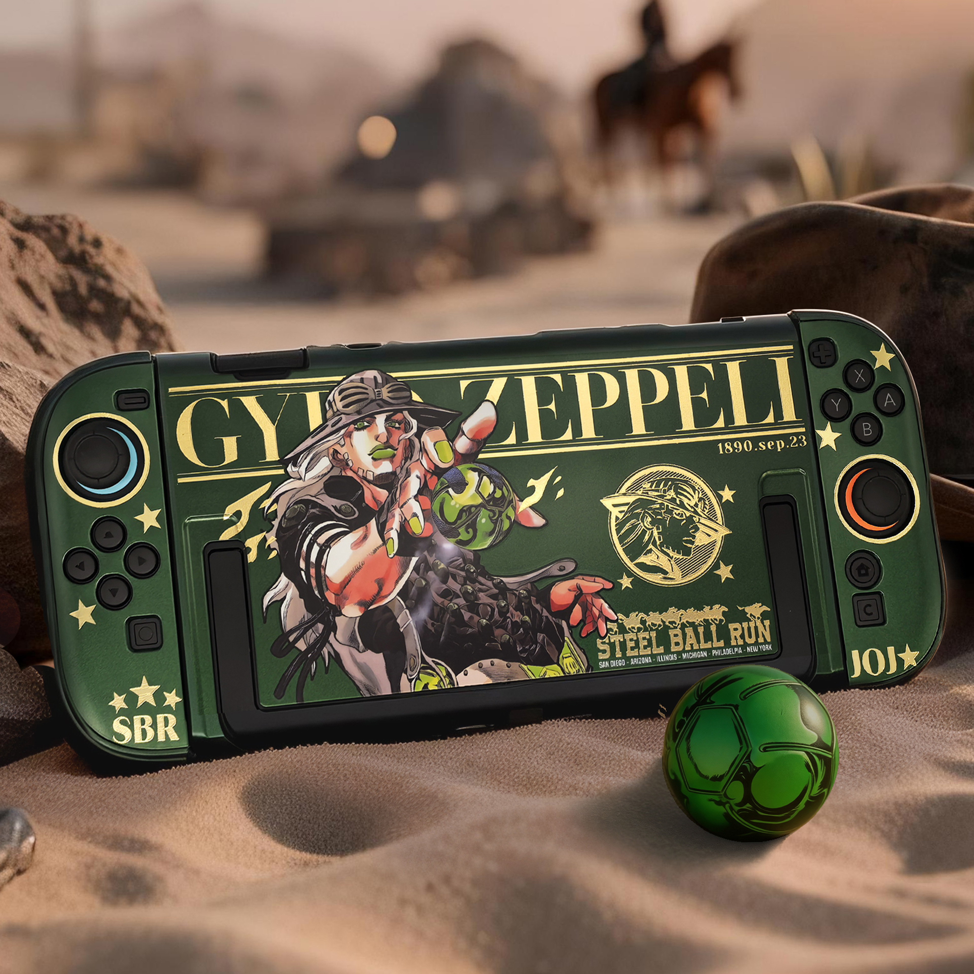 Gaming Console Design - Gold Stamping Gyro Zeppeli Protective Case