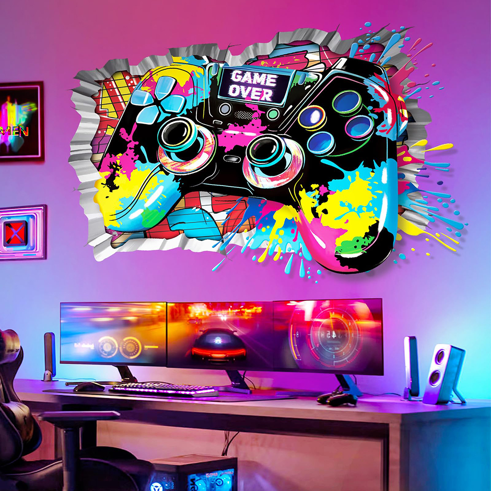 Gaming Console Wallpaper - 3D Game Joystick Controller Wall Stickers