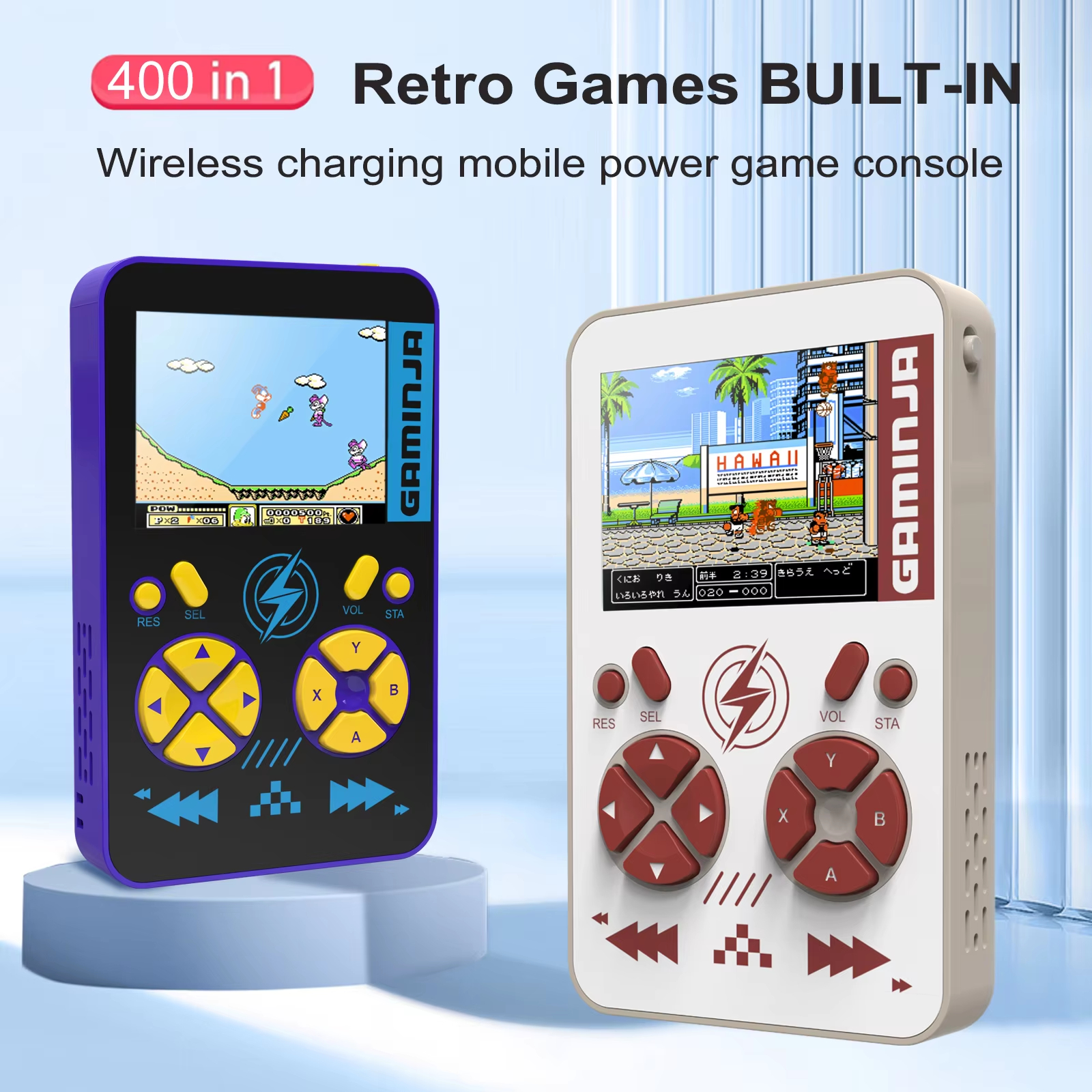Gaming Console Power Bank - Handheld Wireless Charging Retro Console Game