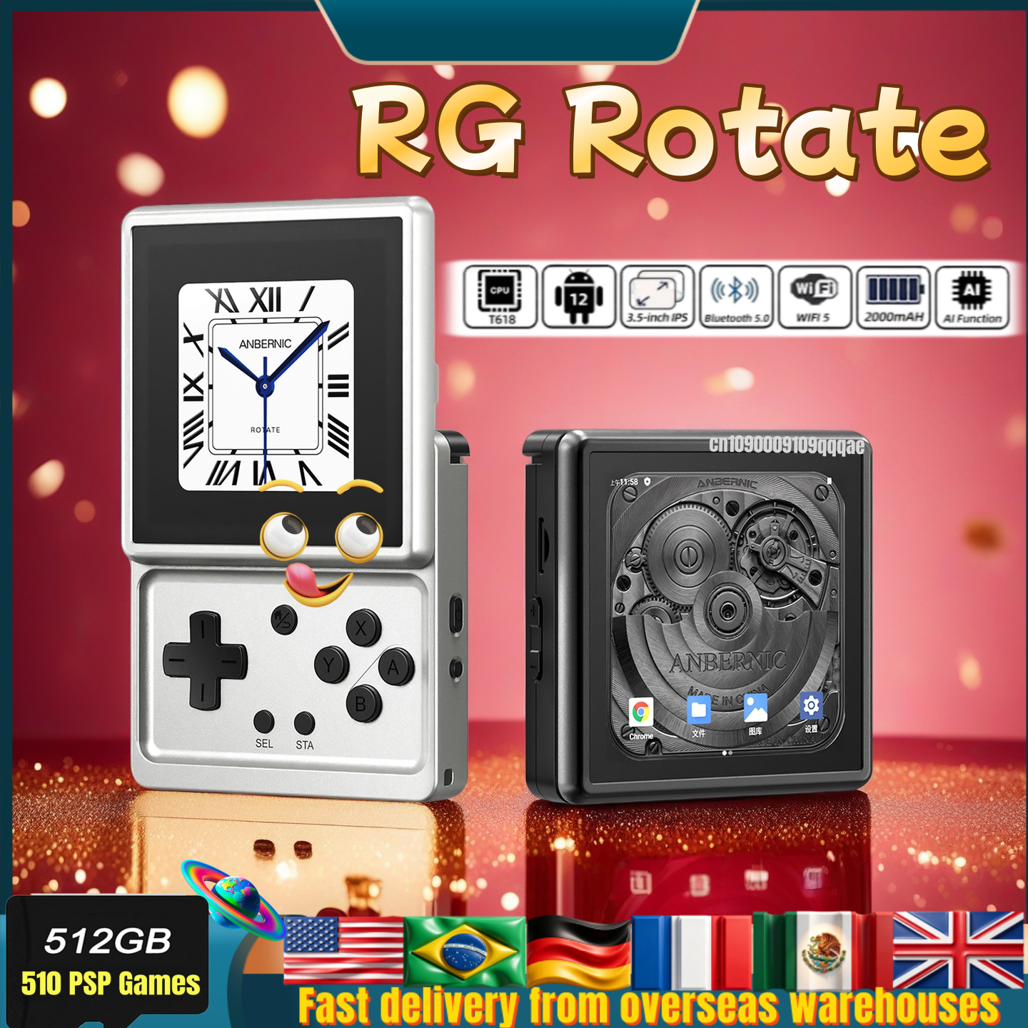 Anbernic RG Rotate Retro Handh - Gaming Console Bluetooth recensie en prijs